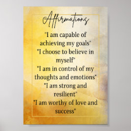 Bekräftelser för självförtroende och inspiration poster