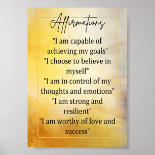 Bekräftelser för självförtroende och inspiration poster