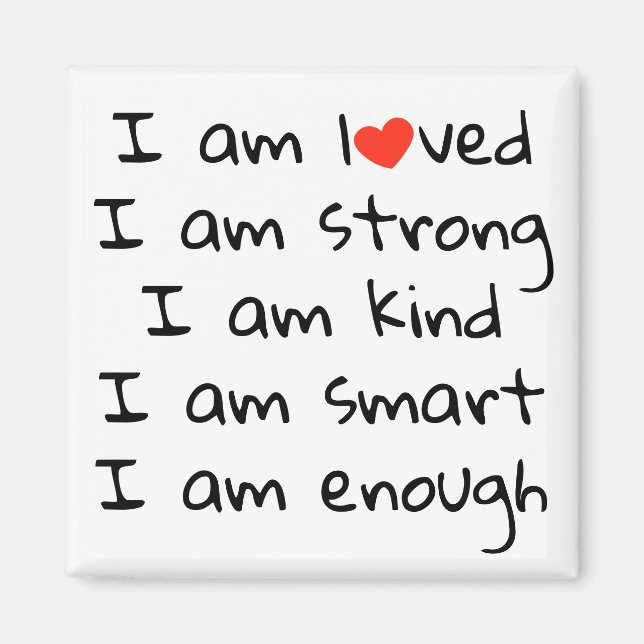 Bekräftelser Heart Typography Red Black Magnet (Framsidan)