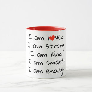 Bekräftelser Heart Typography Red Black Mugg
