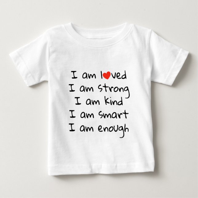 Bekräftelser Heart Typography Red Black T Shirt (Framsida)