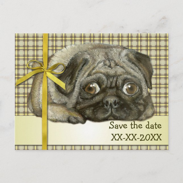 Bekväm pug meddelande vykort (Framsida)