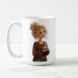 Bekväm tjej i kaffeböns-tröja Mugg