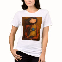 Bekväm tjej med svart katt och kaffe - Whimsical t
