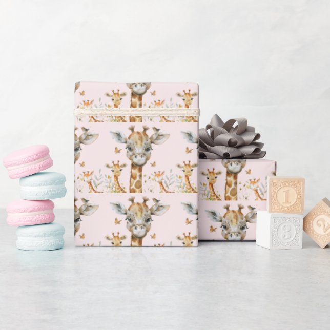 Bekväma Giraffes Baby Shower Birthday Presentpapper (Baby Shower)