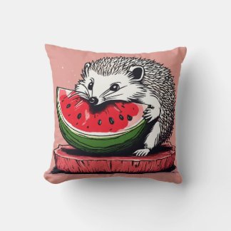 Bekväma Hedgehog Eating Watermelon Pillow Design Kudde