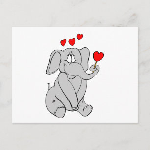 Bekväma hjärtan från Valentine Character Cute Elep Helg Vykort