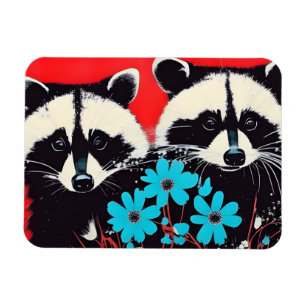Bekväma kapplöpningar med Blåa blommor Red Backgro Magnet