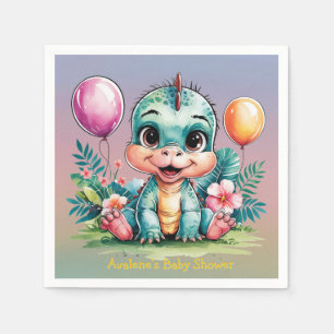 Bekväma små dinosaur Baby Shower Pappersservett