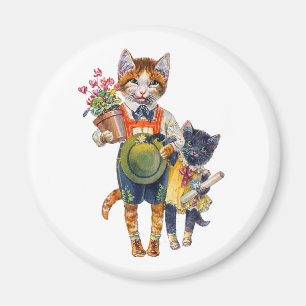 Bekväma små katter med gåvor magnet