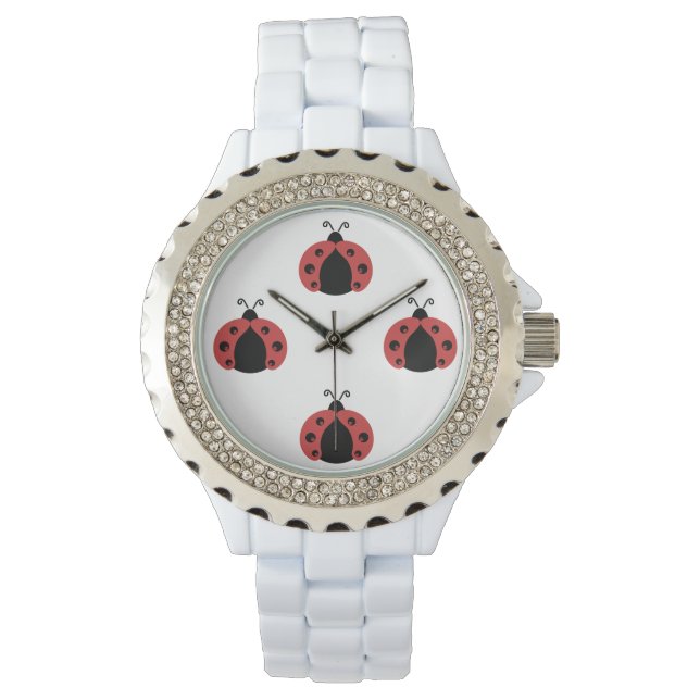 Bekväma, söta, giglila ladybuggar armbandsur (Framsida)