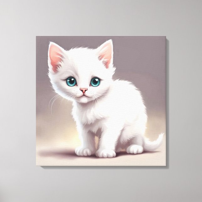 Bekväma, vita kattunge canvastryck (Framsida)