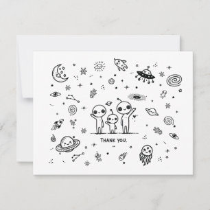 Bekvämt Alien Space Baby Shower - tack för ditt ko Kort