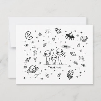 Bekvämt Alien Space Baby Shower - tack för ditt ko Kort