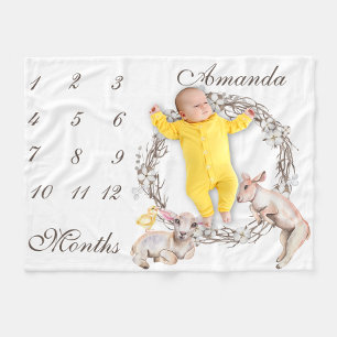 Bekvämt Baby Lambs Cotton WAN Milestone Fleecefilt