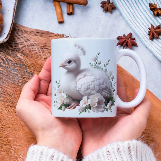 Bekvämt Baby Peacock & Flowers: Naturens glädje Kaffemugg (Skapare uppladdad)