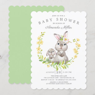 Bekvämt babydusch för Mamma & Baby Bunny Neutralt Inbjudningar