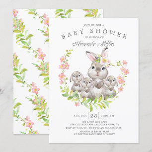 Bekvämt babyskor för Mamma & Baby-bunnies-trippar Inbjudningar