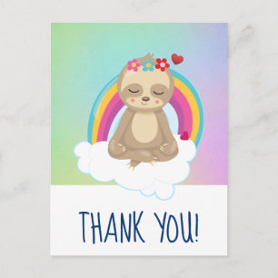 Bekvämt brun Sloth-Meditdeling fredligt Vykort