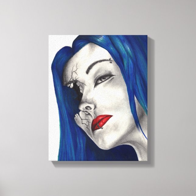 Bekvämt bruten Goth Girl Horror Fantasy Art Canvastryck (Framsida)