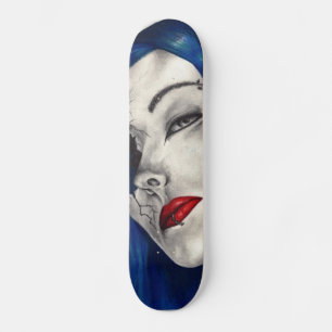 Bekvämt bruten Goth Girl Horror Fantasy Art Mini Skateboard Bräda 18,5 Cm