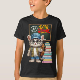 Bekvämt Cat Back to school design T Shirt