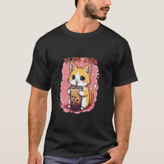 Bekvämt Cat Sipping Boba Tea Design with Hilariou T Shirt