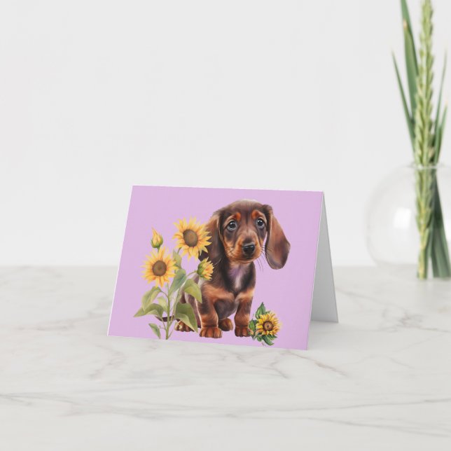 Bekvämt Dachshund Puppy Blank Greeting Card Kort (Framsida)