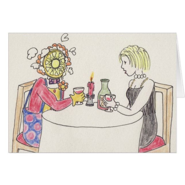 Bekvämt datum Nattstängd Tecknad i Romantik Art Hu Hälsningskort (Framsidan Horizontal)