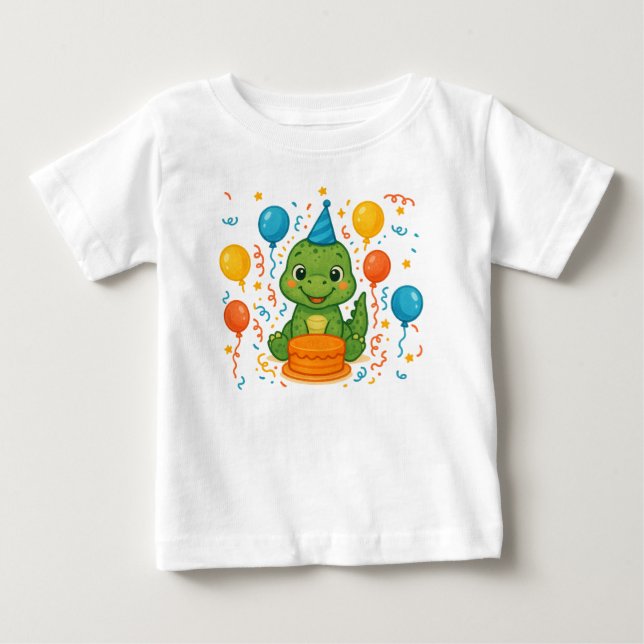 Bekvämt Dinosaur Birthday-firande T Shirt (Framsida)