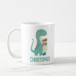 Bekvämt dinosaur Bok Älskare med Kids Namn Kaffemugg