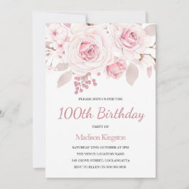 Bekvämt Elegant Ro Womans 100 födelsedagar Inbjudningar