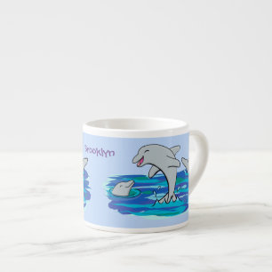 Bekvämt exempel på tecknaden av delfiner från lyck espressomugg