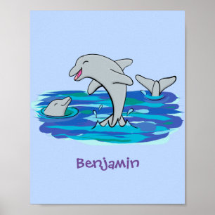Bekvämt exempel på tecknaden av delfiner från lyck poster