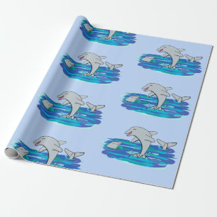 Bekvämt exempel på tecknaden av delfiner från lyck presentpapper