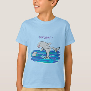 Bekvämt exempel på tecknaden av delfiner från lyck t shirt