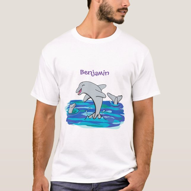 Bekvämt exempel på tecknaden av delfiner från lyck t shirt (Framsida)