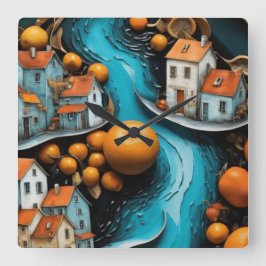 Bekvämt fruktid fyrkantig klocka