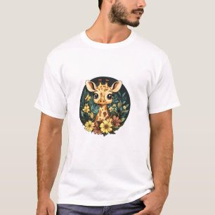 Bekvämt giraffe omgivet av blommor _4 t shirt
