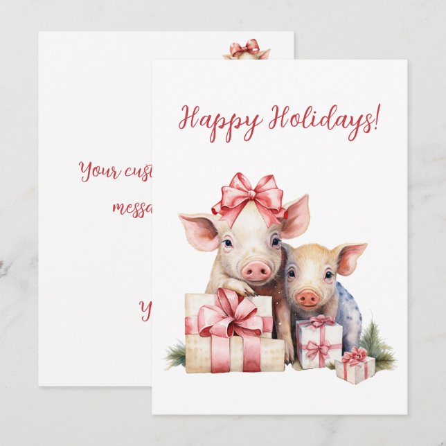 Bekvämt Glad helg Piggies Watercolor Cards (Fram/baksida)