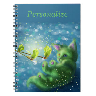 Bekvämt Grönt Kitten Personalize Anteckningsbok