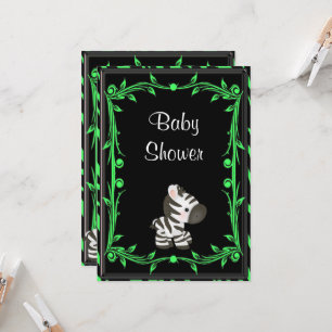 Bekvämt, grönt Zebra-babyskor Inbjudningar