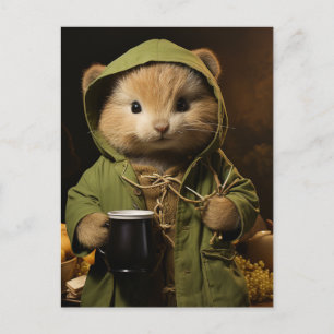 Bekvämt hamster med kaffe vykort