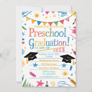 Bekvämt handritad design Preschool Studenten Inbjudningar