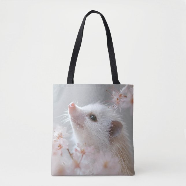 Bekvämt Hedgehog bland Vår Blommar Tygkasse (Framsida)