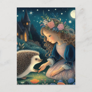 Bekvämt Hedgehog med två Öron Fairy Tale Vykort