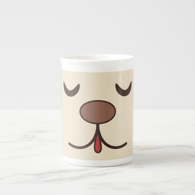 Bekvämt hund, sovande ansikte rosa mamma benporslin mugg (Framsidan)
