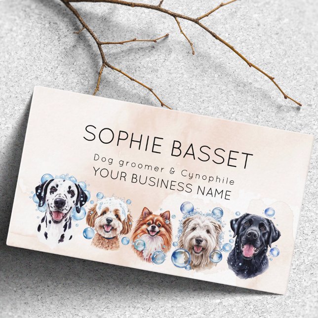 Bekvämt hund, vattenfärgsbeige visitkort (Skapare uppladdad)