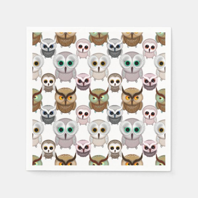 Bekvämt Illustrated Uggla Mönster Pappersservett (Framsidan)