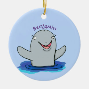 Bekvämt illustration av tecknaden i lycklig julgransprydnad keramik